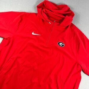Nike Georgia Bulldogs Mens XXL Red Half Zip Short Sleeve Windbreaker Hoodie